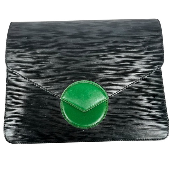 Louis Vuitton Green and Black Epi Clutch. - Picture 1 of 8